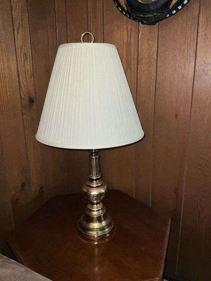 Pair of brass lamps image