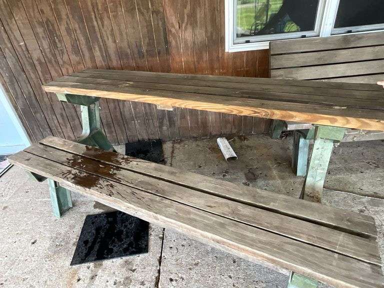 Two-piece folding picnic table