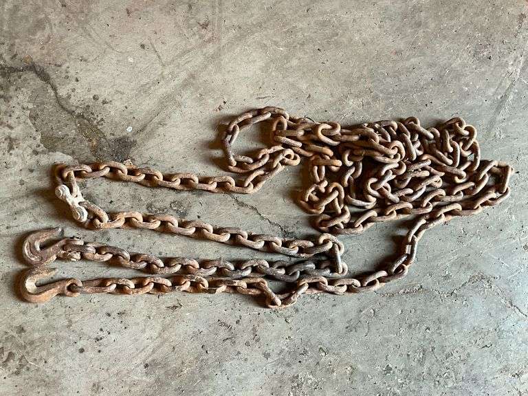 3/8" chain, 20' L, hooks on both ends