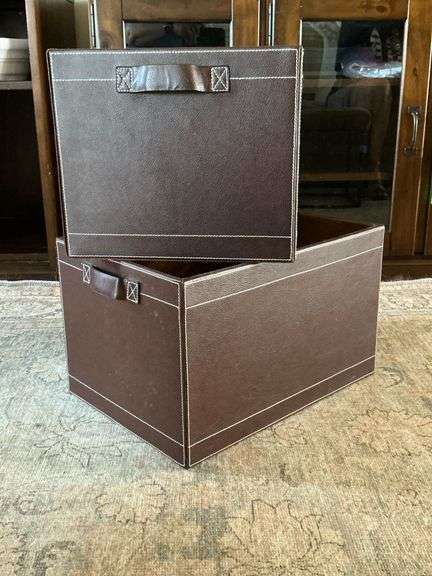 Pair of faux leather storage cubes image
