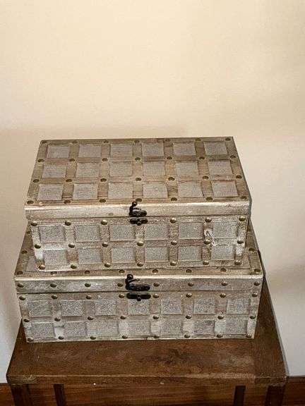 Pair of decorative wooden boxes image