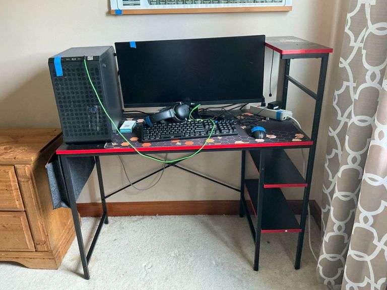 Metal frame computer desk, CONTENTS NOT INCLUDED image