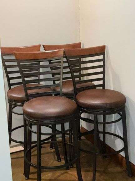 4 metal framed swivel bar stools image