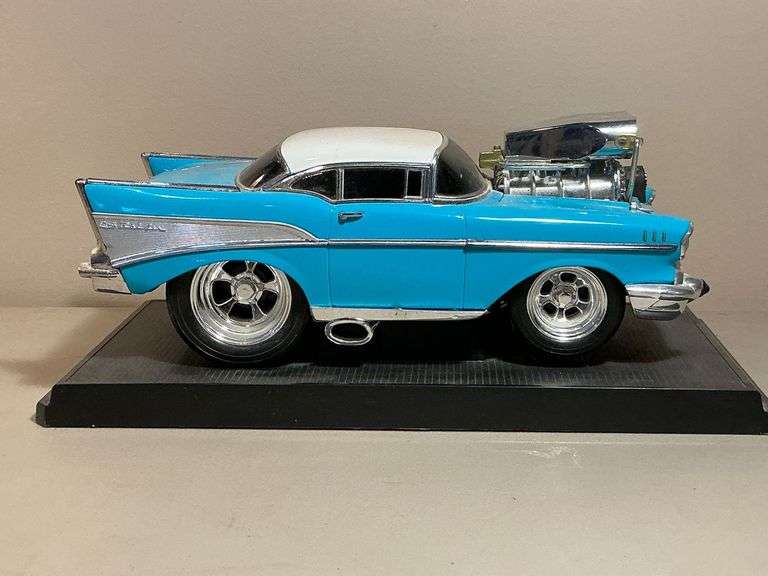 1957 Chevy Bel Air die cast on stand image