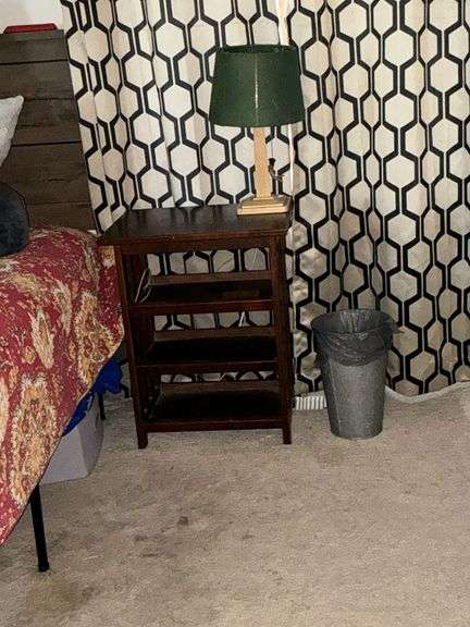 Nightstand 19" D x 14" W x 24"T, bedside lamp, 16" T image
