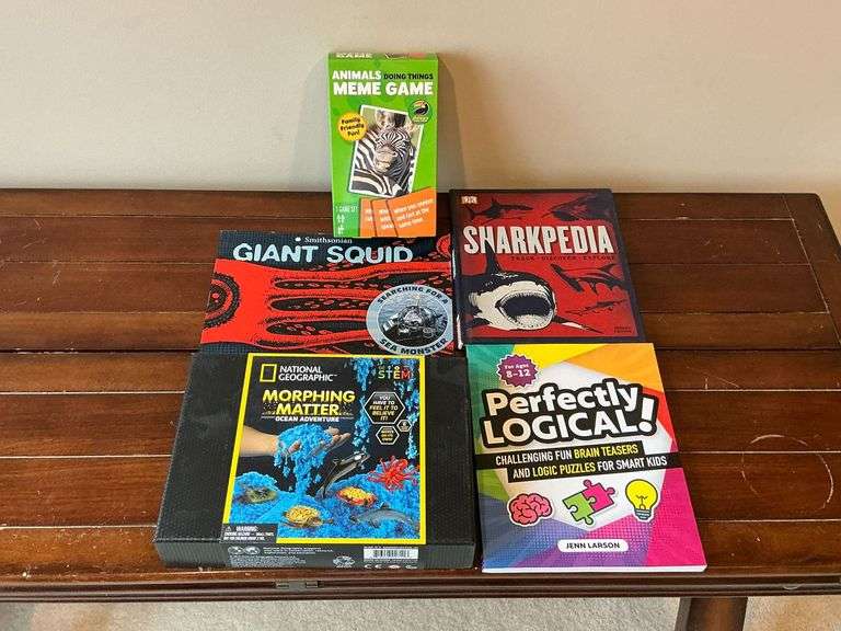 Animal Meme Games, National Geographic Morphing Matter, Logic Puzzles, Sharkpedia and Squid Books image
