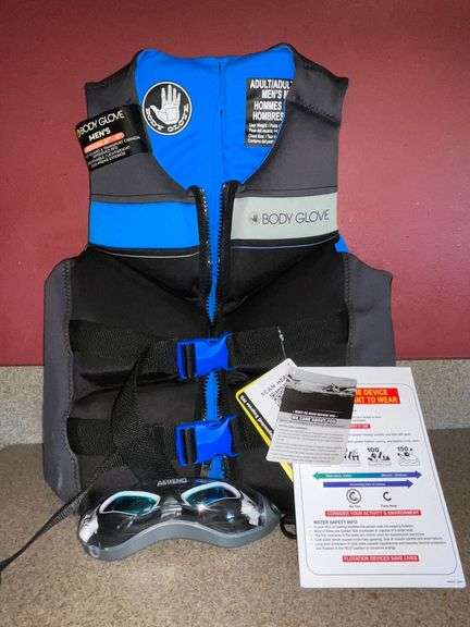 Body Glove men's medium life vest, Aegend goggles image