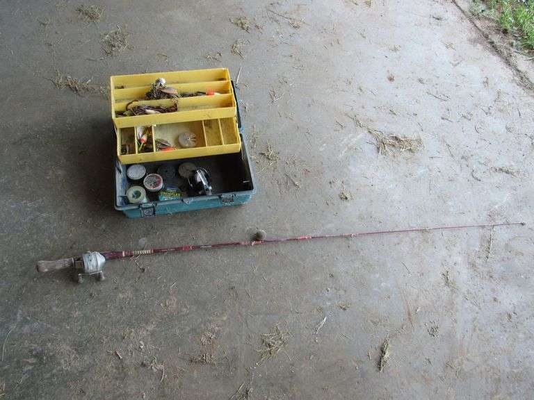 Rod and reel, tackle box and contents image