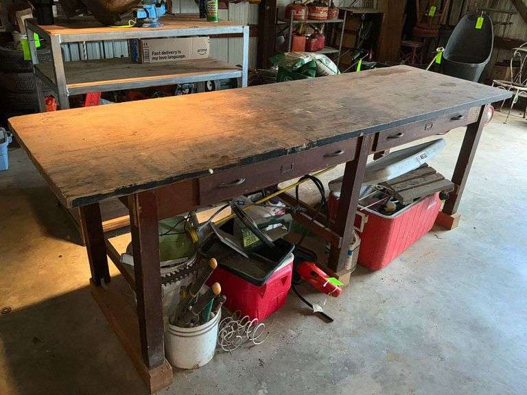 2-Drawer wooden work bench, 96" x 30" x 35" T image