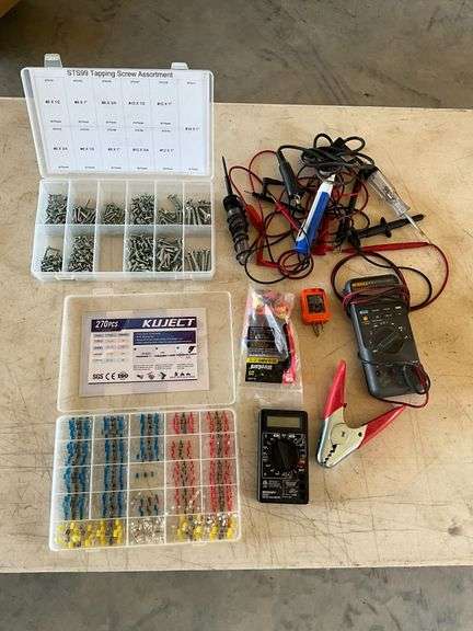 Assorted screws, electrical wire connectors image
