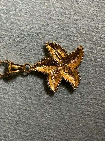 Starfish DZ 14K pendant, 14KDG link