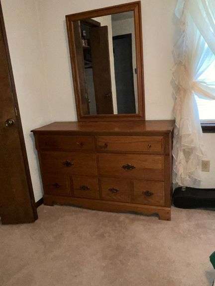 Six-drawer dresser with mirror