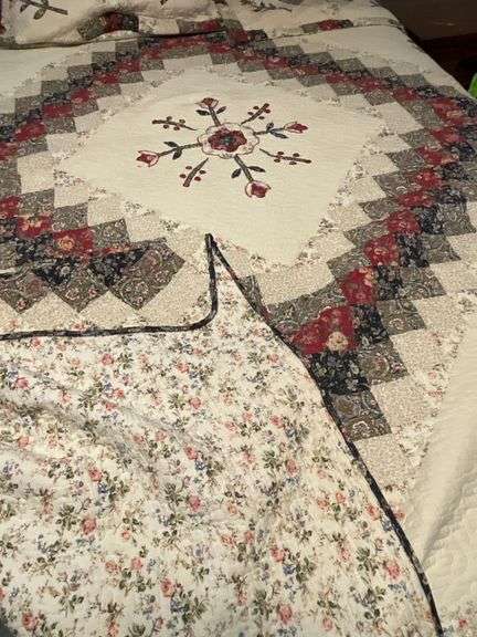 Queen size bedframe and comforter and pillow shams