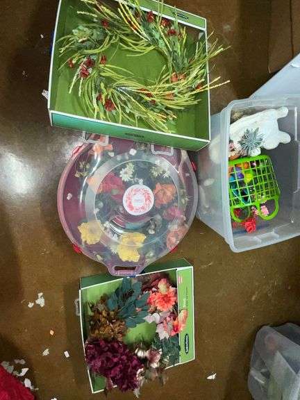 Wreaths, plant stand, Easter decorations image