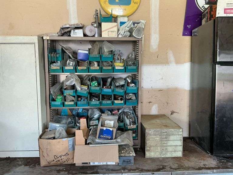 Metal shelf with contents image