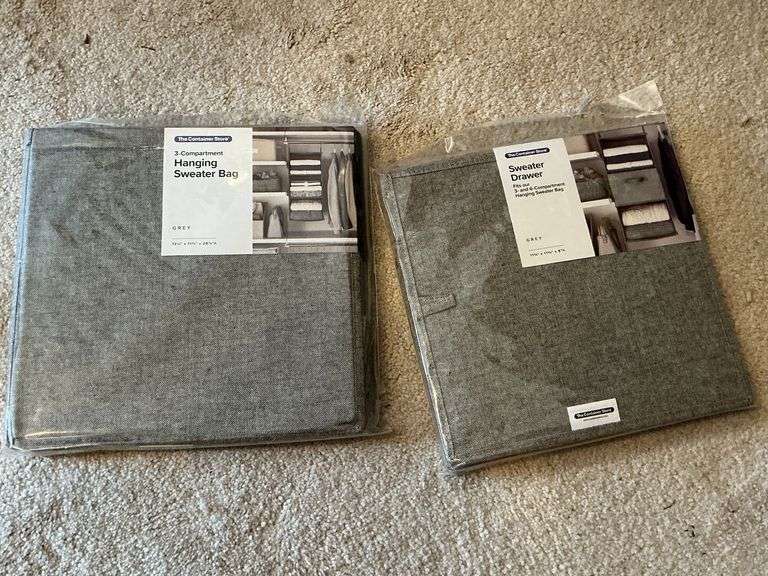 The Container Store 3-compartment hanging sweater bag NIB image