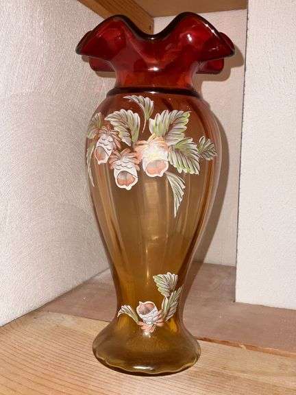 Fenton hand painted, artist signed vase, 1228/2500 image