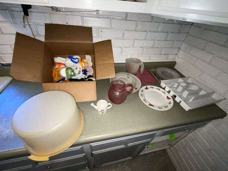 Plastic ware including cake carrier, cookie cutters, etc. image