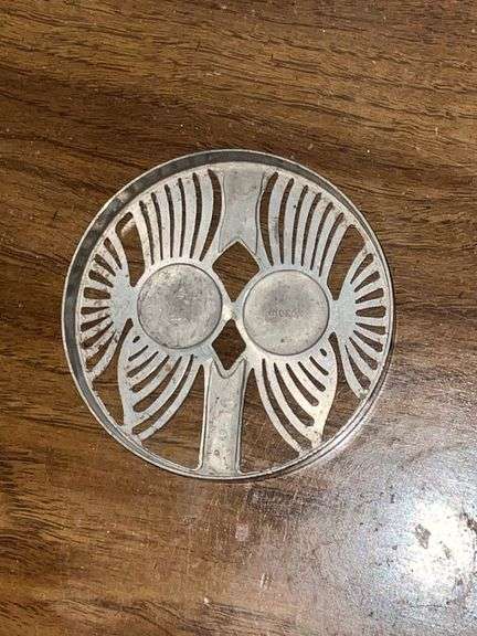 Hickok ashtray with pewter cover, chip on glass rim image