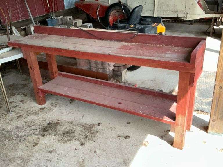Wooden work bench, 89" L x 21" D x 39" T image