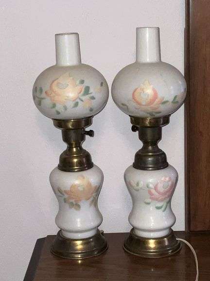 Pair of hand painted dresser lamps image