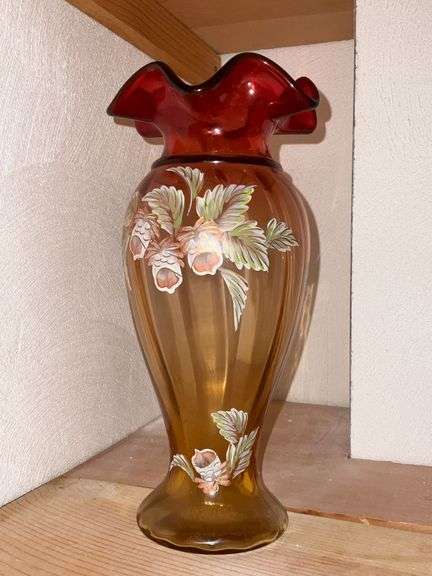 Fenton hand painted, artist signed vase, 1228/2500