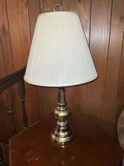 Pair of brass lamps