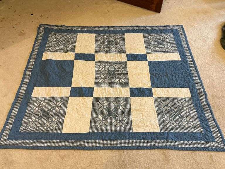 Chicken scratch embroidery gingham quilt image
