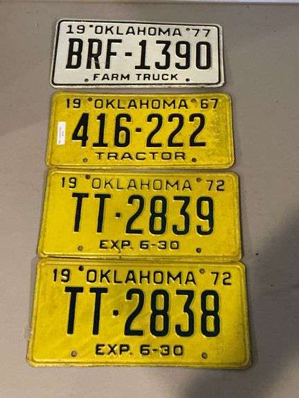 4 Oklahoma 1977 Farm Truck plates image