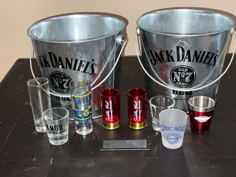 Pair of metal Jack Daniel's buckets image