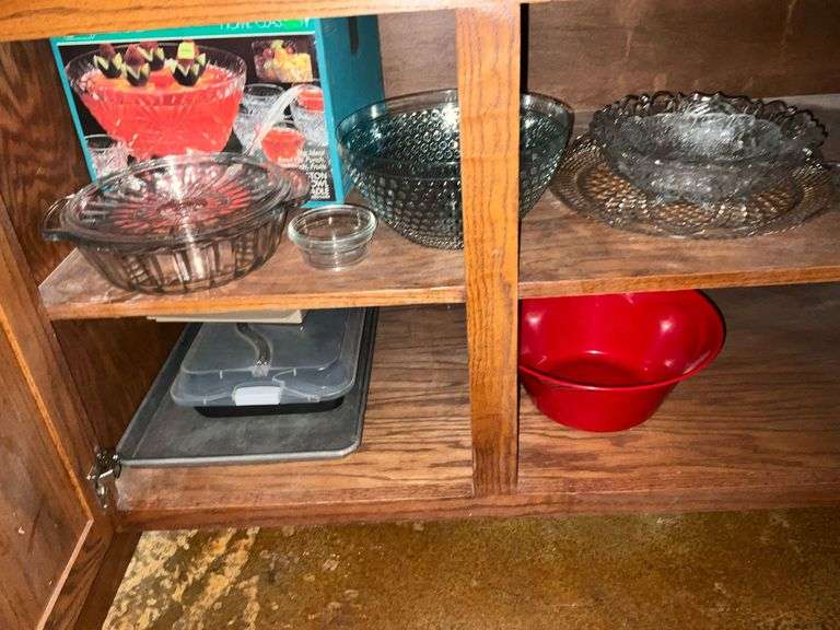 Punch bowl, serving platters, cookie sheet image