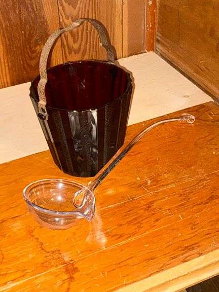 Ruby Red ice bucket with ladle image