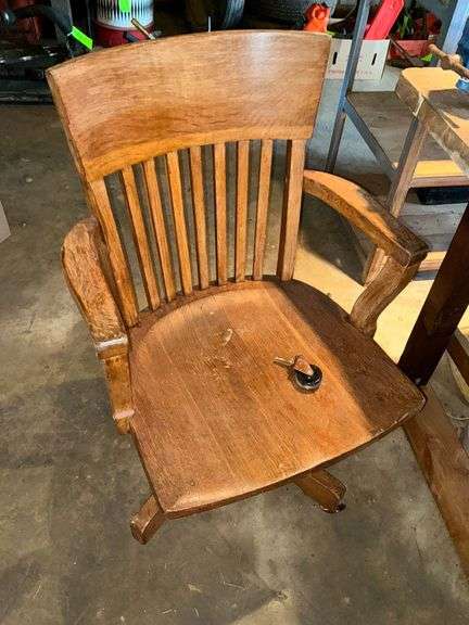 Vintage wooden office chair, swivels image