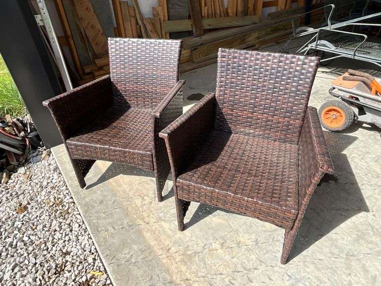 2 wicker like outdoor chairs image
