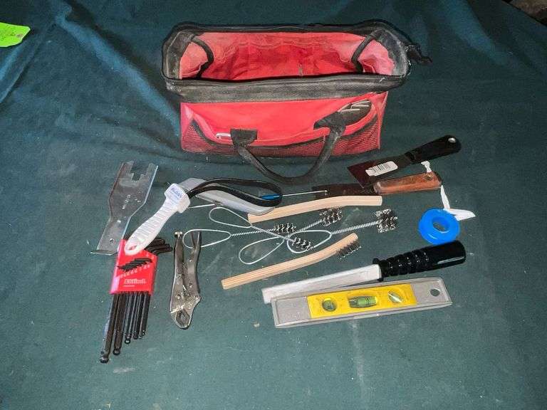 Tool bag, allen wrenches, wire brushes image