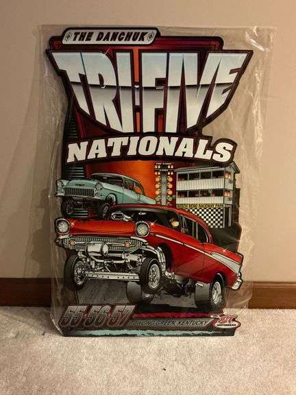 The Danchuck Tri-Five Nationals metal sign '55, '56, '57 Bowling Green, KY image