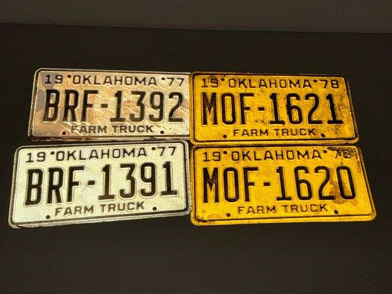 1977 & 1978 consecutive Oklahoma license plates image