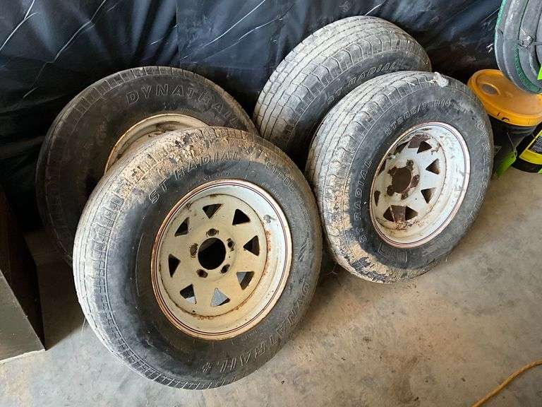 4 white spoke trailer wheels image