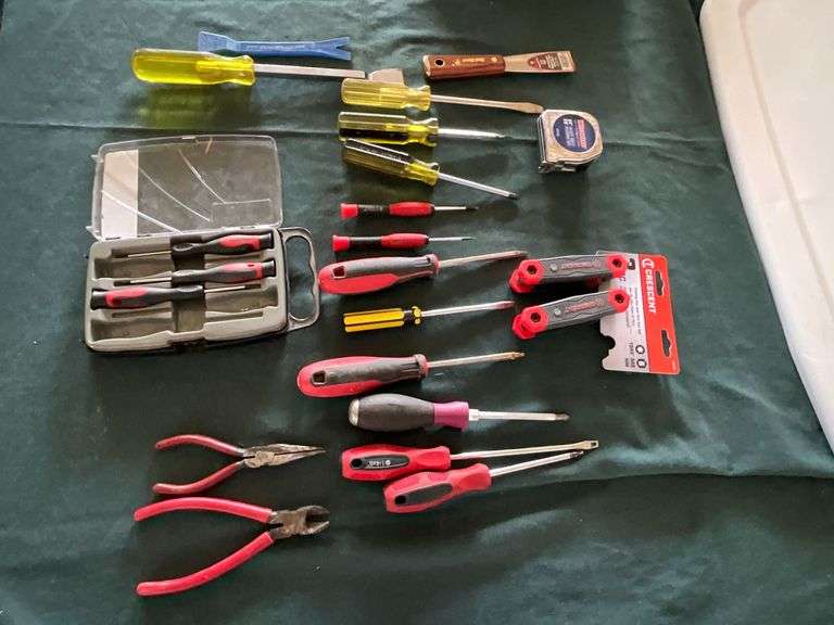 Screwdrivers, tape measure, hex and torque bits image