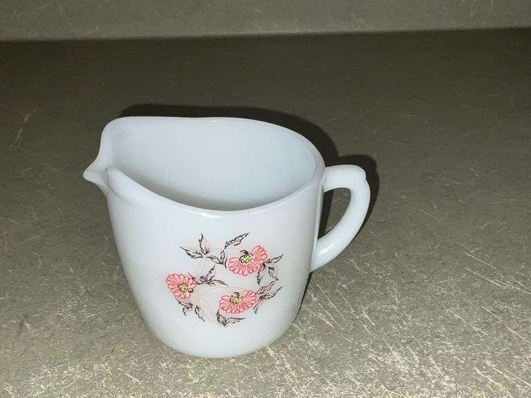 Fire King Fleurette milk glass cream pitcher image