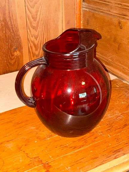 Ruby Red pitcher, 9" T. image