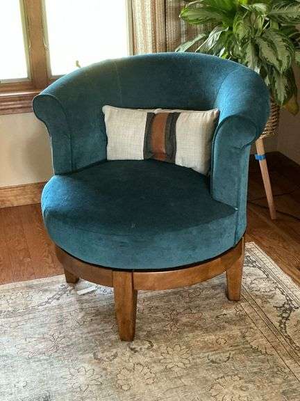 Upholstered barrel back swivel chair image