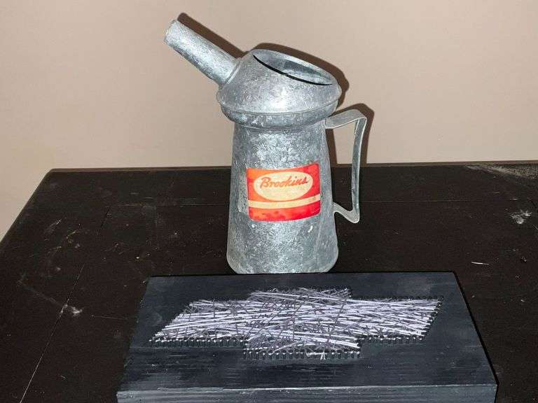 Brookins oil can and Chevy string art image