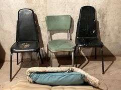 Vintage metal kitchen chair, 2 black metal chairs