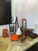 Candleholders, thermometer, ashtrays, etc.