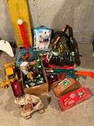 Mega Blocks, roller skates, baseball tee, BBs