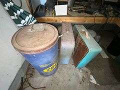 Gauges, box fans, tractor lights, barrel half full of car wash soap, etc.