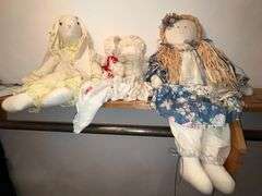 Rag dolls and hand made bunnies