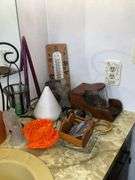 Candleholders, thermometer, ashtrays, etc.
