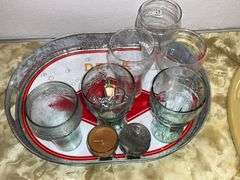 Metal Coca-Cola tray with glasses